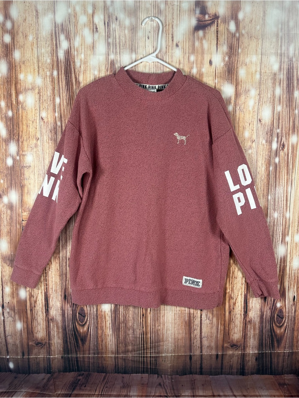 PINK Victoria's Secret Stadium Mock Neck Pullover Sweater Dusty Rose Size Small
